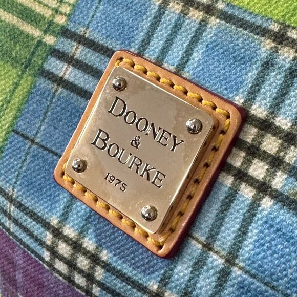 Dooney & Bourke Picnic Ants Canvas Madras Plaid Hobo Bag Purse 9" x 8" x 5"  - R - Picture 3 of 13